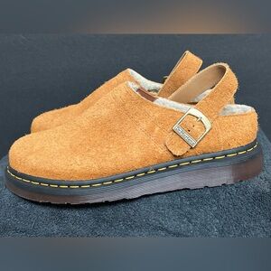 NEW Dr. Martens Isham Brown Shearling Suede Slingback Mules Unisex Size M10/W11